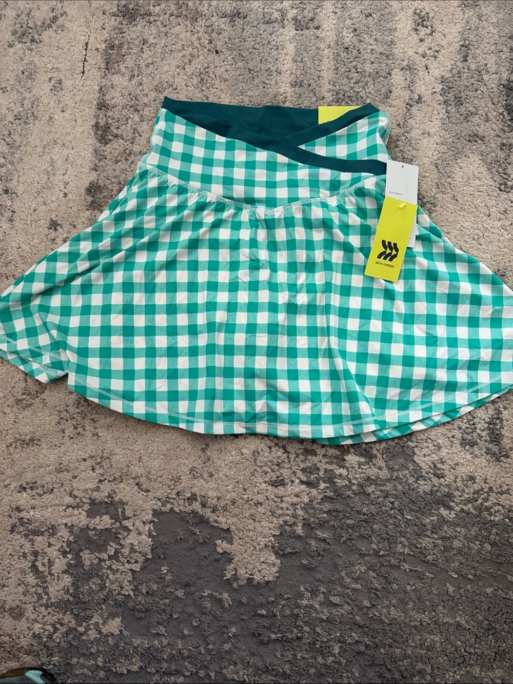 All In Motion-Teal Green Gingham Athletic Skort-XS - Picture 1 of 4